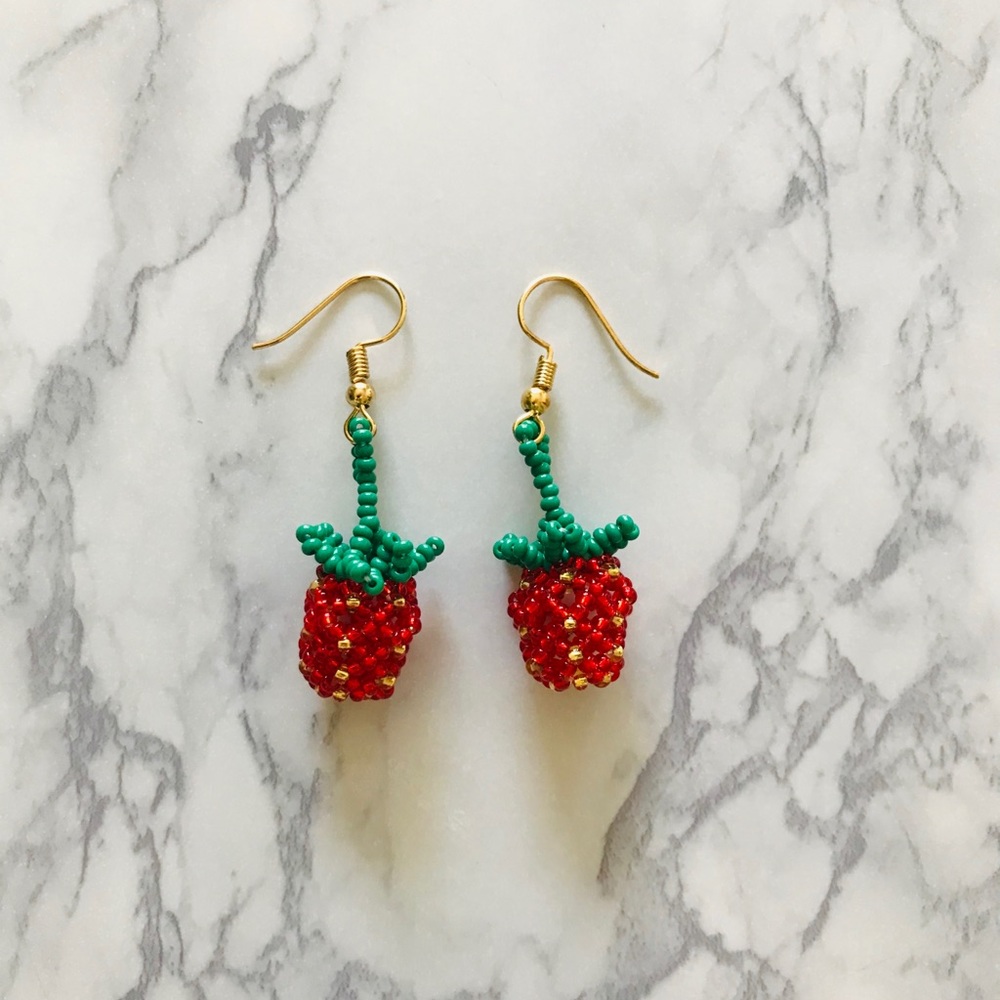 Baby Strawberry Fruit Earrings